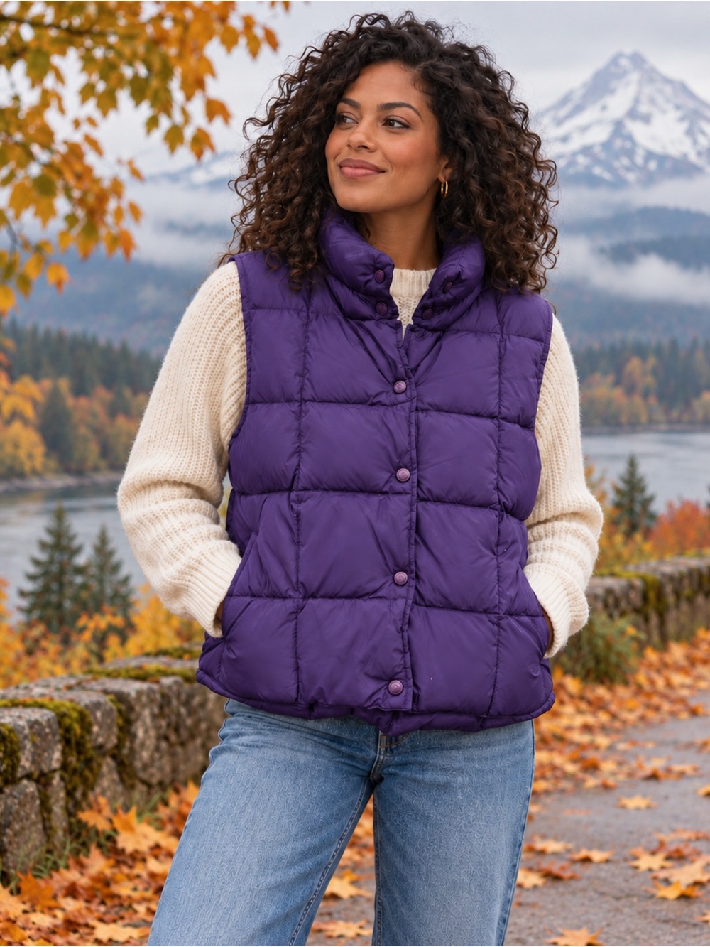 Vintage L.L.Bean Purple Goose Down Puffer Vest Women’s S